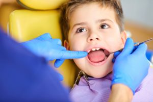 Young boy having a dental exam